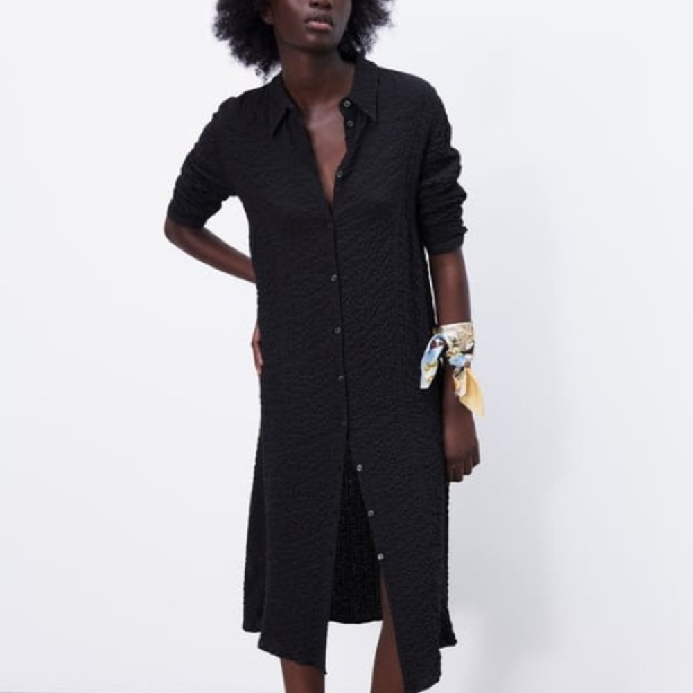 NEW Zara Textured Shirt Dress